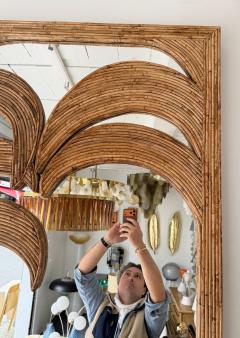  Vivai del Sud Large Rattan Palm Tree Mirror by Vivai Del Sud Italy 1970s - 4347186