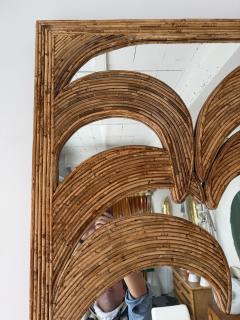  Vivai del Sud Large Rattan Palm Tree Mirror by Vivai Del Sud Italy 1970s - 4347187