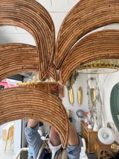  Vivai del Sud Large Rattan Palm Tree Mirror by Vivai Del Sud Italy 1970s - 4347188