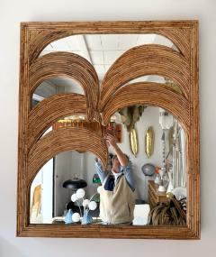  Vivai del Sud Large Rattan Palm Tree Mirror by Vivai Del Sud Italy 1970s - 4347190