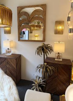  Vivai del Sud Large Rattan Palm Tree Mirror by Vivai Del Sud Italy 1970s - 4347191