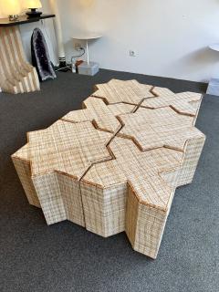  Vivai del Sud Modular Rattan Tables Stella e Croce by Vivai Del Sud Italy 1970s - 4310830