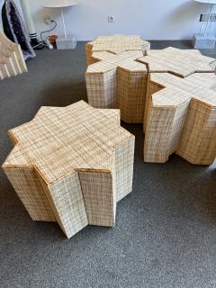  Vivai del Sud Modular Rattan Tables Stella e Croce by Vivai Del Sud Italy 1970s - 4310837