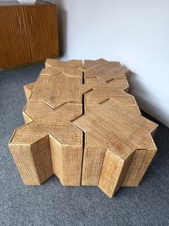  Vivai del Sud Modular Rattan Tables Stella e Croce by Vivai Del Sud Italy 1970s - 4685014