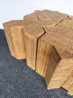  Vivai del Sud Modular Rattan Tables Stella e Croce by Vivai Del Sud Italy 1970s - 4685016