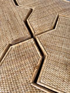  Vivai del Sud Modular Rattan Tables Stella e Croce by Vivai Del Sud Italy 1970s - 4685017