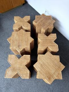  Vivai del Sud Modular Rattan Tables Stella e Croce by Vivai Del Sud Italy 1970s - 4685019