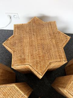  Vivai del Sud Modular Rattan Tables Stella e Croce by Vivai Del Sud Italy 1970s - 4685023