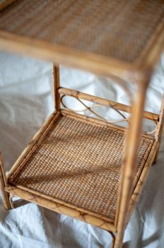  Vivai del Sud Pair of Bamboo and Rush Fabric Side Tables 1970s - 4662761