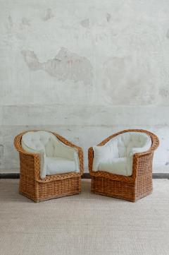  Vivai del Sud Pair of Rattan Armchairs by Vivai Del Sud 1970s - 4364867