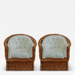  Vivai del Sud Pair of Rattan Armchairs by Vivai Del Sud 1970s - 4428445