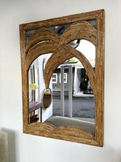  Vivai del Sud Rattan Palm Tree Mirror by Vivai Del Sud Italy 1970s - 3482443