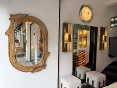  Vivai del Sud Rattan Palm Tree Mirror by Vivai Del Sud Italy 1970s - 4685987