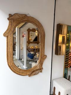  Vivai del Sud Rattan Palm Tree Mirror by Vivai Del Sud Italy 1970s - 4685988