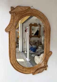  Vivai del Sud Rattan Palm Tree Mirror by Vivai Del Sud Italy 1970s - 4685993
