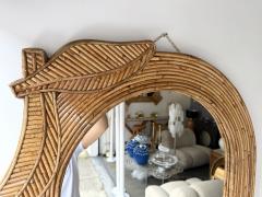  Vivai del Sud Rattan Palm Tree Mirror by Vivai Del Sud Italy 1970s - 4685994