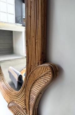  Vivai del Sud Rattan Palm Tree Mirror by Vivai Del Sud Italy 1970s - 4685996