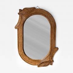  Vivai del Sud Rattan Palm Tree Mirror by Vivai Del Sud Italy 1970s - 4688780