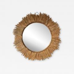  Vivai del Sud Rattan Sun Mirror by Vivai Del Sud Italy 1970s - 3680163