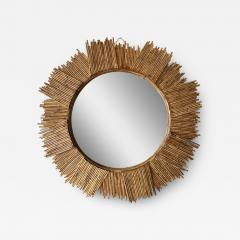  Vivai del Sud Rattan Sun Mirror by Vivai Del Sud Italy 1970s - 3946125