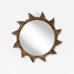  Vivai del Sud Rattan Sun Mirror by Vivai Del Sud Italy 1970s - 3987356