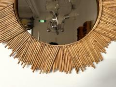  Vivai del Sud Rattan Sun Mirror by Vivai Del Sud Italy 1970s - 4344522