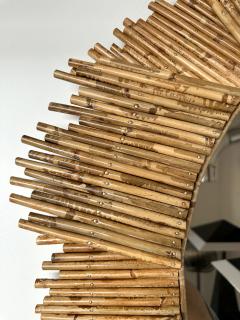  Vivai del Sud Rattan Sun Mirror by Vivai Del Sud Italy 1970s - 4344539