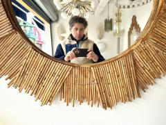  Vivai del Sud Rattan Sun Mirror by Vivai Del Sud Italy 1970s - 4344547