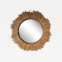  Vivai del Sud Rattan Sun Mirror by Vivai Del Sud Italy 1970s - 4344890