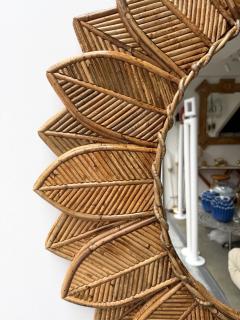  Vivai del Sud Rattan Sunflower Mirror by Vivai Del Sud Italy 1970s - 4684983
