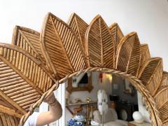  Vivai del Sud Rattan Sunflower Mirror by Vivai Del Sud Italy 1970s - 4684986