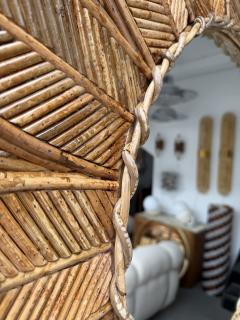  Vivai del Sud Rattan Sunflower Mirror by Vivai Del Sud Italy 1970s - 4684988