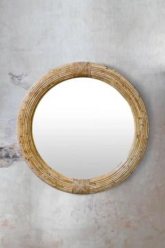  Vivai del Sud Vivai Del Sud Circular Mirror In Rattan With Light Finish Bindings Italy 1970 - 3670566