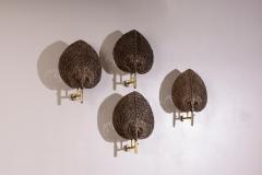  Vivai del Sud Vivai del Sud Leaf Shaped Wall Sconces Set of Four Italy 1970s - 4606046