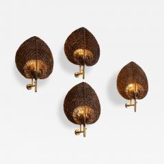  Vivai del Sud Vivai del Sud Leaf Shaped Wall Sconces Set of Four Italy 1970s - 4606086