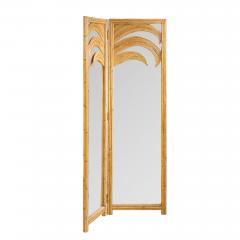  Vivai del Sud Vivai del Sud Mid Century Italian Bamboo Rattan Palm Tree Folding Screen Mirror - 4313136
