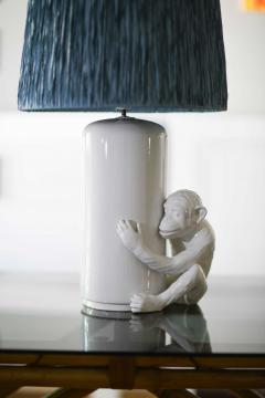  Vivai del Sud Vivai del Sud table lamp in white glazed ceramic with monkey shaped sculpture - 3343666