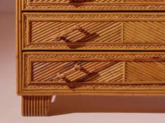  Vivai del Sud Vivai del Sud wood rattan and bamboo chest of drawers Itlay 1970s - 3919438