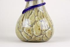  Vivarini Mid Century Modern Murano Glass Vase With Blue Glass Thread Italy ca 1970s - 3681355