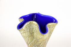  Vivarini Mid Century Modern Murano Glass Vase With Blue Glass Thread Italy ca 1970s - 3681361