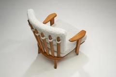  Votre Maison Guillerme et Chambron Sculpted Oak Lounge Chair for Votre Maison France 1950s - 4245227
