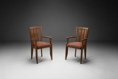  Votre Maison Pair of Oak Armchairs by Guillerme et Chambron France Mid 20th Century - 4294643