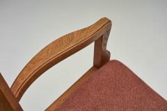  Votre Maison Pair of Oak Armchairs by Guillerme et Chambron France Mid 20th Century - 4294651