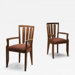  Votre Maison Pair of Oak Armchairs by Guillerme et Chambron France Mid 20th Century - 4296970
