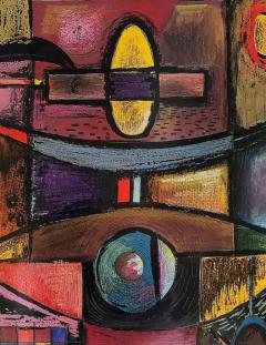  W Fredericks 1949 W Fredericks Abstract Cubist Pastel Drawing - 3549941