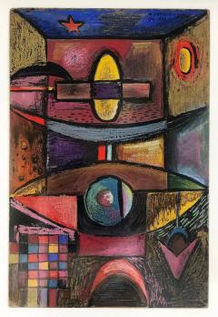  W Fredericks 1949 W Fredericks Abstract Cubist Pastel Drawing - 3549948