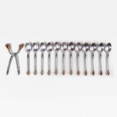  W S Sorensen W S Sorensen Golden Crown Demitasse Spoons Sugar Nips - 4207919