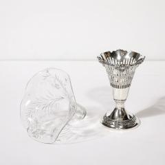  W W Wattles Sons Edwardian Sterling Silver Detailed Etched Glass Insert Vase signed W W Wattle - 3899171