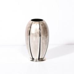  WMF Ikora Art Deco WMF Ikora Textural Silver Plated Vase W Jet Black Linear Detailing - 3645439