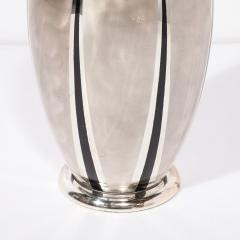  WMF Ikora Art Deco WMF Ikora Textural Silver Plated Vase W Jet Black Linear Detailing - 3645442